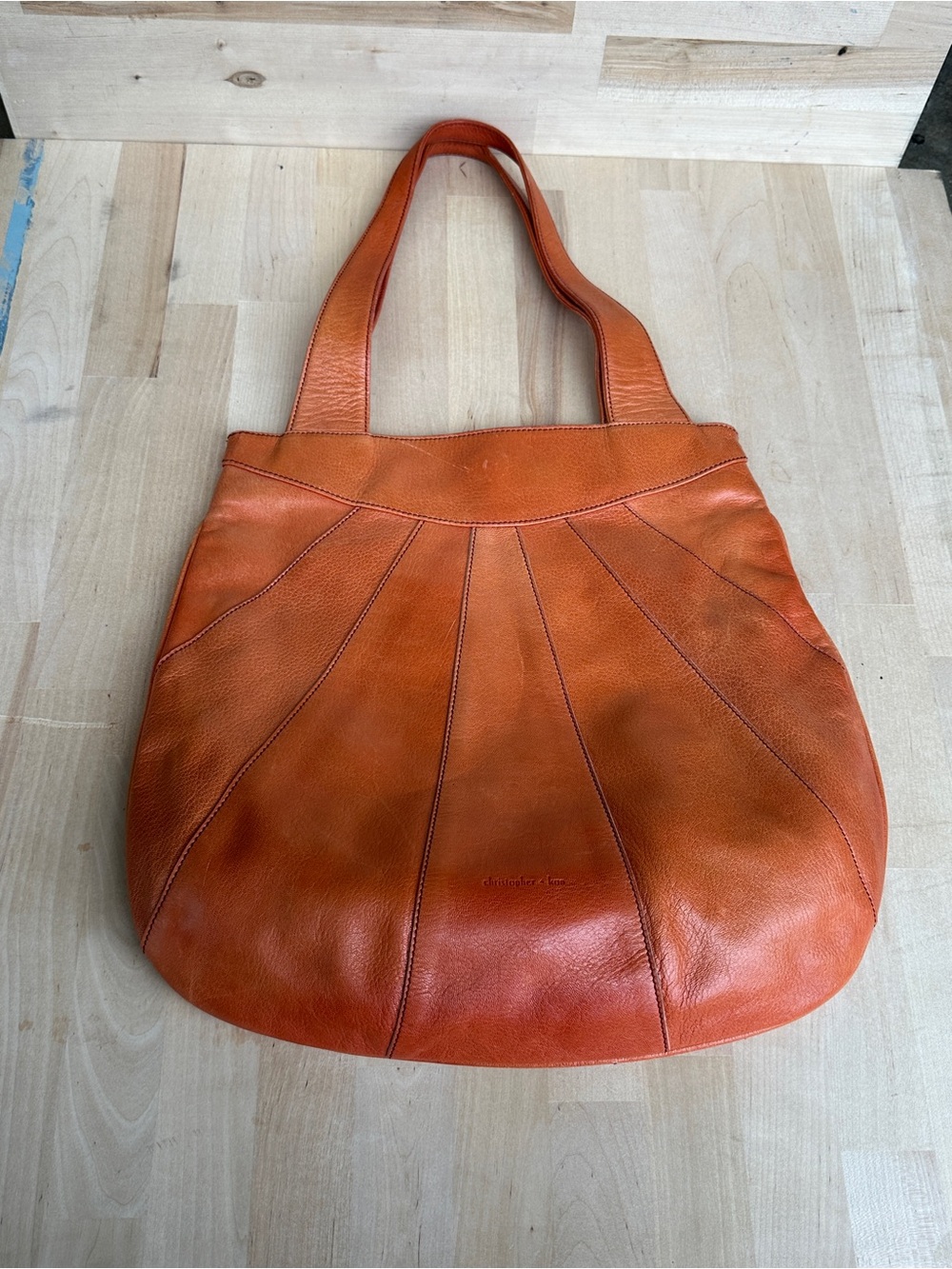Vintage Orange Leather Tote Bag - Women